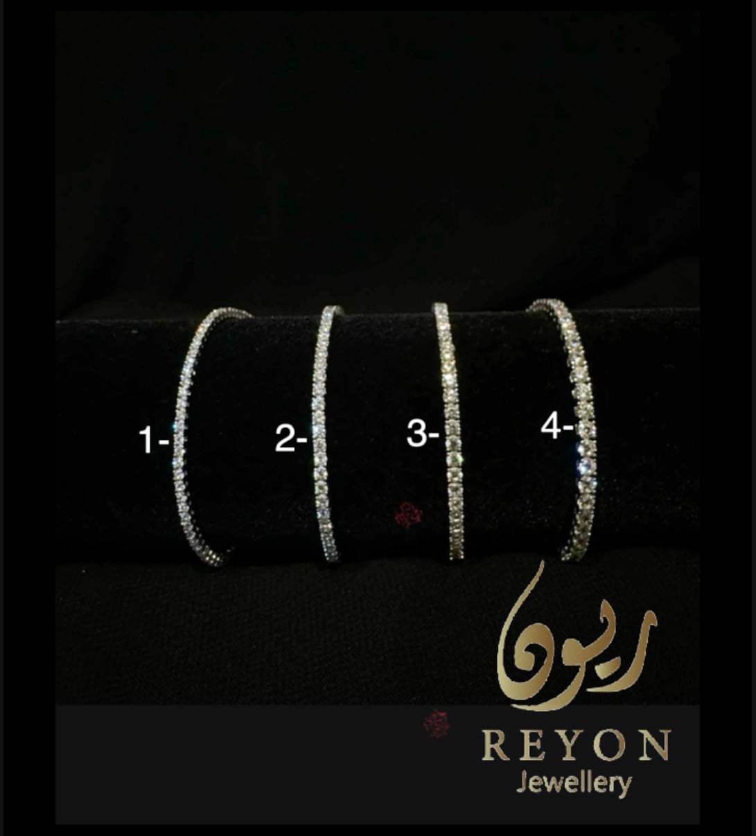 اسواره تنس فضه مرصع بالزركون السويسري رقم 1 مقاس 17cm حجم 1.5