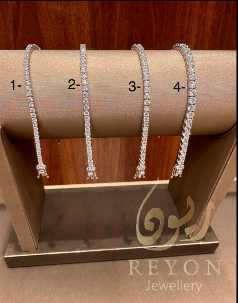 اسواره تنس فضه مرصع بالزركون السويسري رقم 2 مقاس 18 حجم 2.5