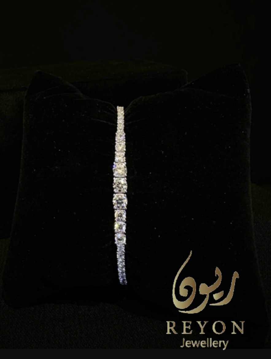 اسواره تنس مدرج فضه مرصع بالزركون سويسري مقاس 18