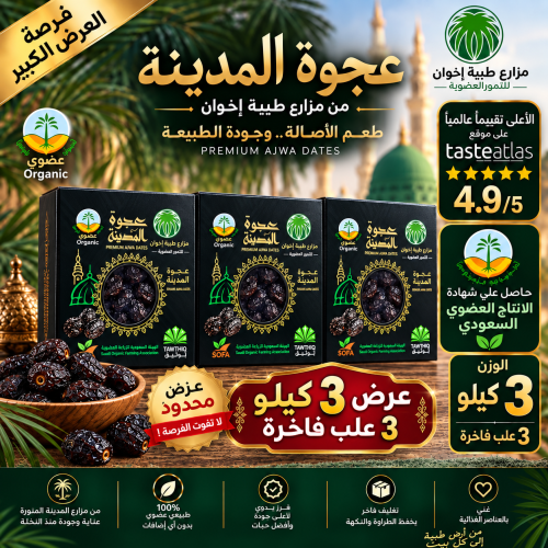 العرض الكبير  3 كيلو عجوة المدينة العضوية حبة كبيرة منتج فاخر مميز مع الشحن المجاني طبيعية 100٪