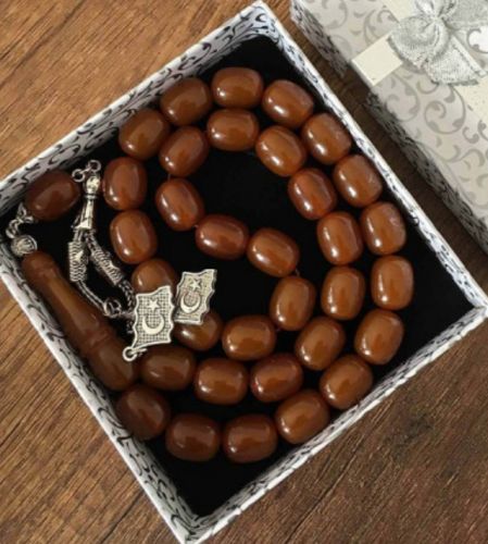 سبحة عنبر شرابة فضة