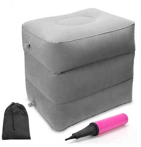 مسند قدم للسفر قابلة للنفخ مع حقيبة ومنفاخ