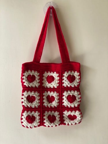 Hearts crochet totebag