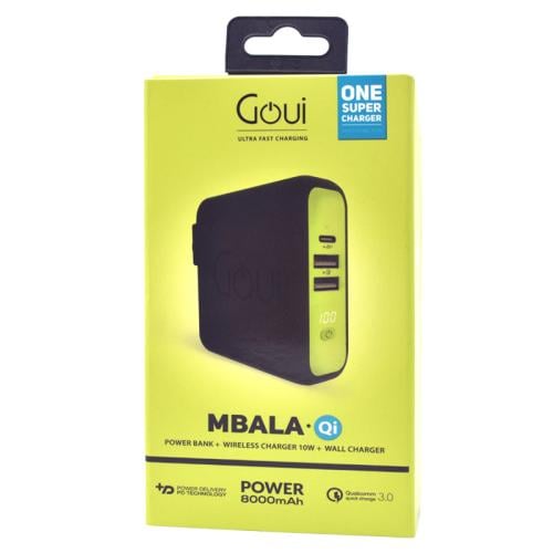 شاحن جداري بتقنية QC 3.0 + شاحن لاسلكي بقوة 10 وات + باور بنك سعة 8000 م أمبير من قوى