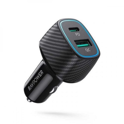 شاحن سيارة 48W ثنائي المنفذ PD+USB - راف باور