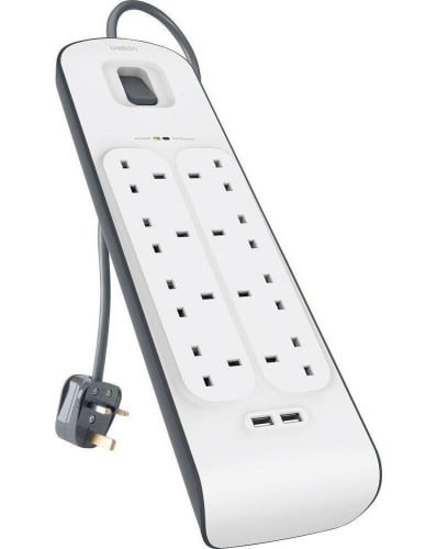 محول كهربائي 8 مقابس تيار متردد ومدخلين يو اس بي من بلكين