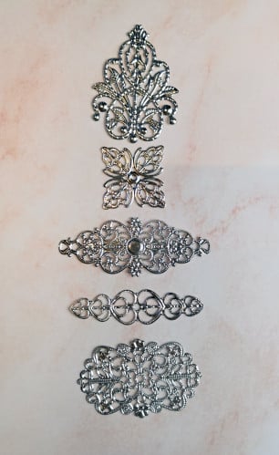 زخارف معدنية فضي لتزيين الالبوم 5 أشكال عدد 10 قطع