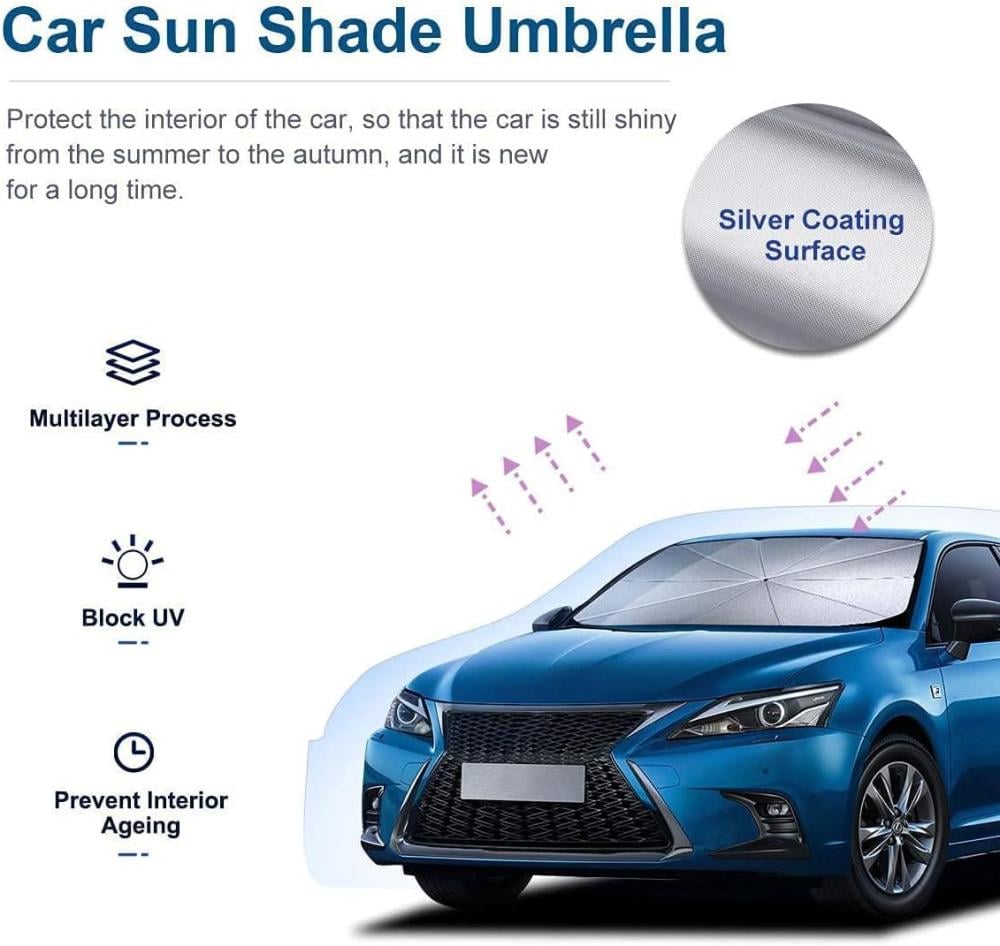 Wisfunlly Foldable Car Windshield Sun Visor for Car (122x65cm)