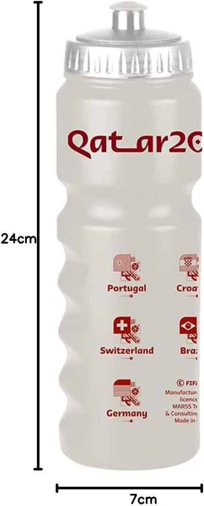 FIFA World Cup Qatar 2022 Graphic Printed Hdpe Sports Water Bottle 750ml Cream, RT5008041