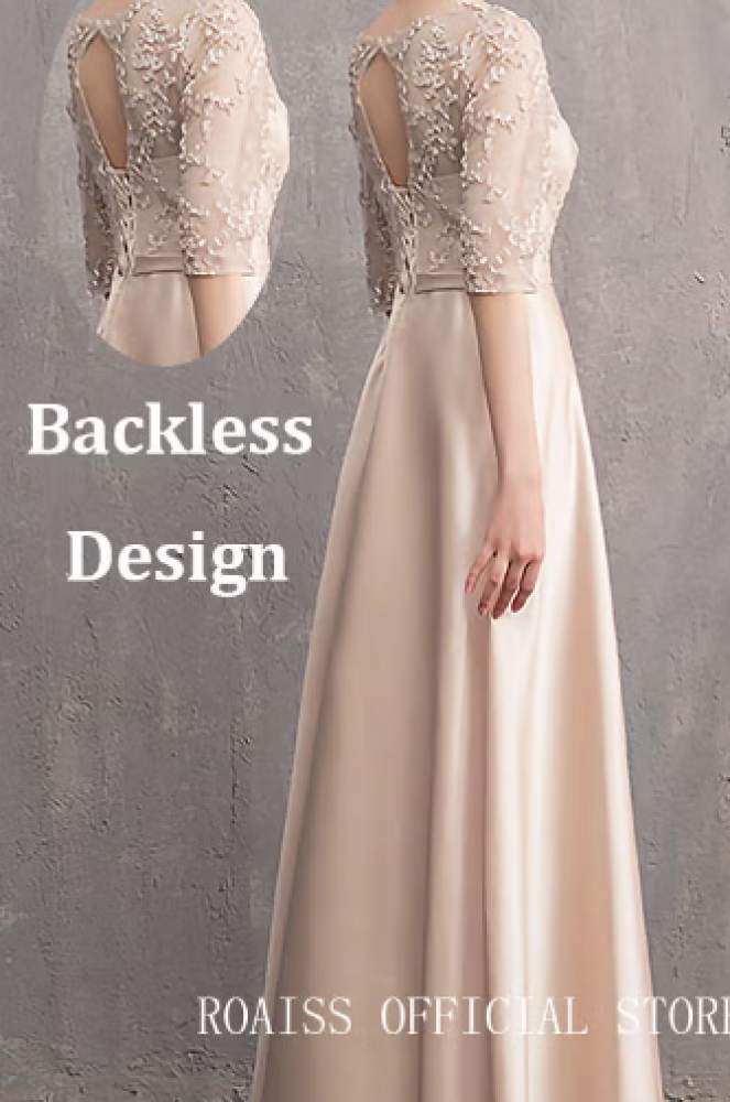 فستان حفلات للنساء رقبة دائرية أنيق من رويس size-M