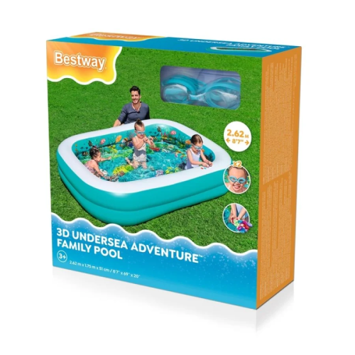 مسبح ثلاثي الأبعاد "مغامرة تحت البحر"2.62 م × 1.75 م × 51 سم– "Bestway 3D Pool – Undersea Adventure"