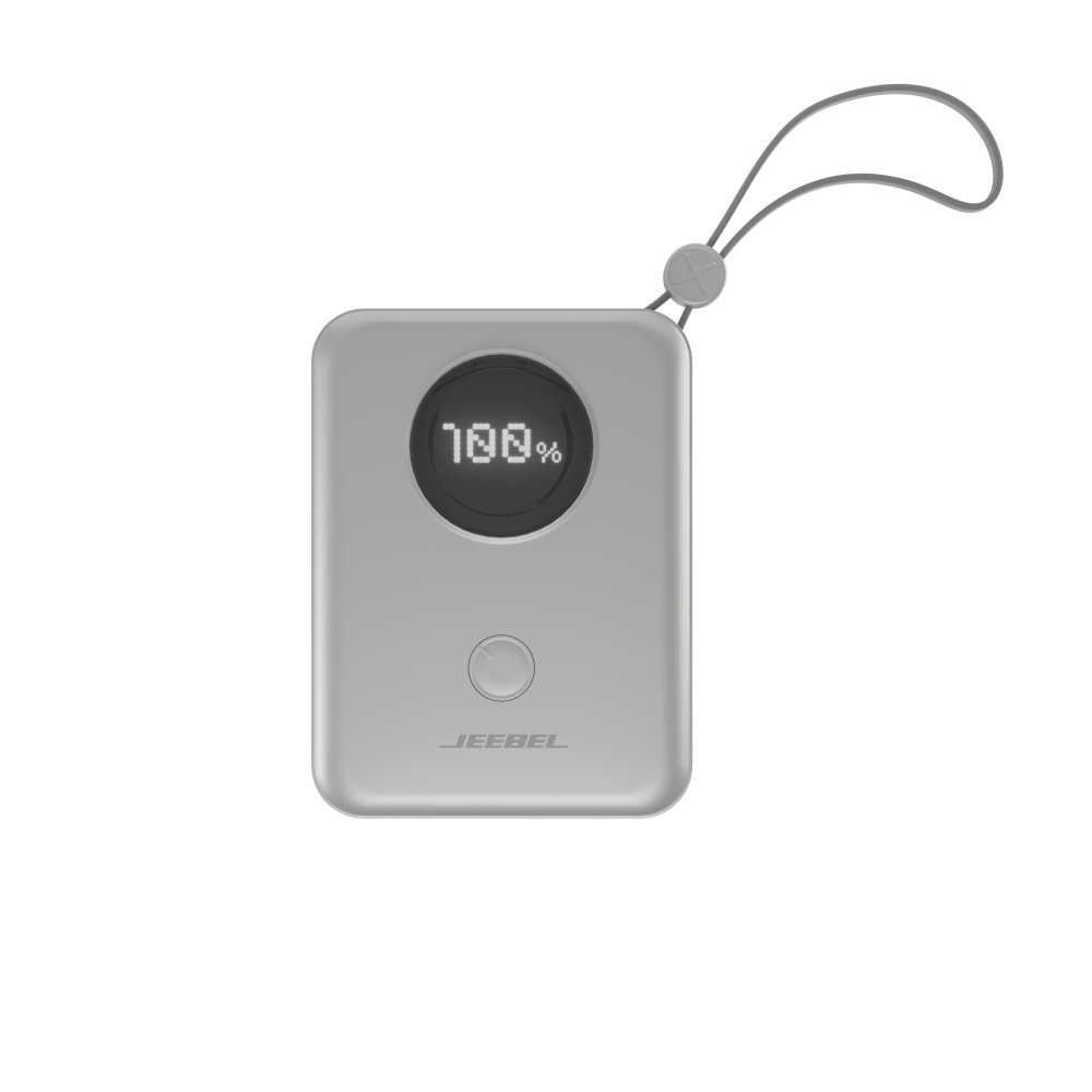 Jeebel باور بانك 10000mAh بشاشة رقمية – PD سريع 22.5W مع كابلات Lightning وType-C مدمجة