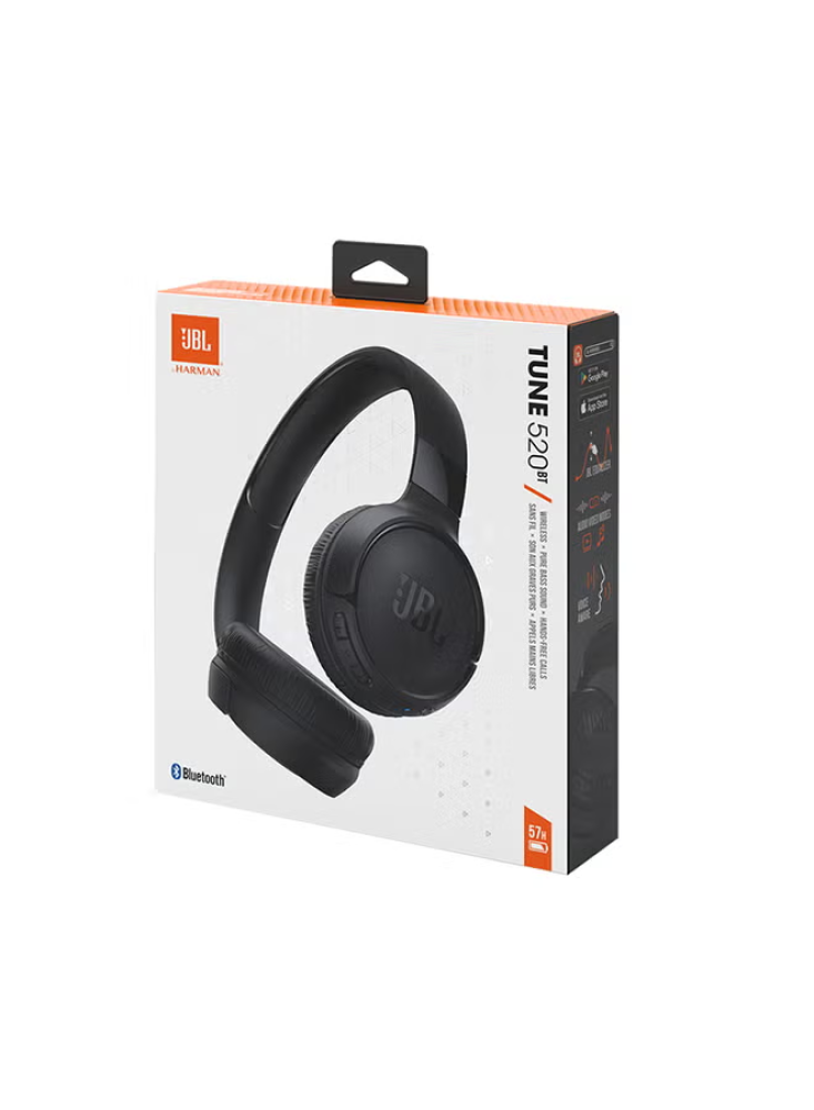 سماعات أذن Tune 520Bt لاسلكية على الأذن، صوت جهير نقي، بطارية 57 ساعة، مكالمات بدون استخدام اليدين بالإضافة إلى اتصال متعدد النقاط، خفيفة الوزن وقابلة للط