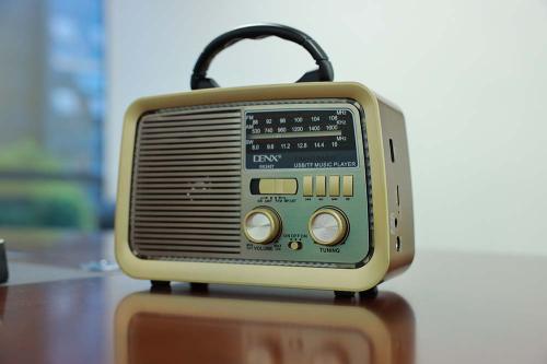 راديو دينكس HI-FI بثلاث قنوات FM - AM - SW ذهبي/بني/أسود بلوتوث AUX بطاقة TF قرص فلاش USB