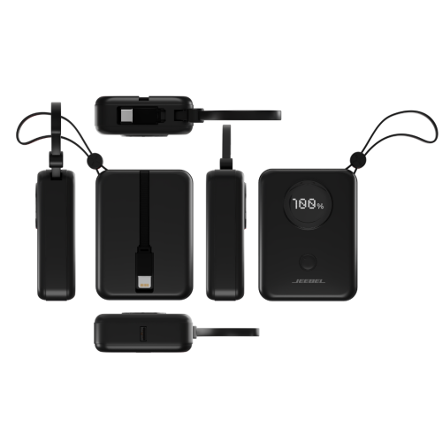 Jeebel باور بانك 10000mAh بشاشة رقمية – PD سريع 22.5W مع كابلات Lightning وType-C مدمجة