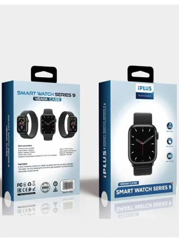 ساعة ذكية iPLUS Series 9 مقاس 45 ملم بشاشة 2.0 بوصة – بلوتوث 5.2، GPS، NFC، مقاومة للماء، متوافقة مع أندرويد و iOS