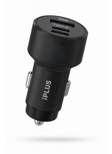 شاحن سيارة iPLUS سريع 40 واط بثلاثة مخارج USB + Type-C | PD + QC Car Charger | Fast Charging Car Adapter