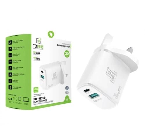 شاحن جداري pd 20w من تن بلس ومدخل usb