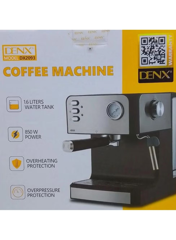 ماكينة صنع القهوة من DENX (الموديل DX2093) قوة 850 واط باستخدام القهوة المطحونة أو الكبسولات