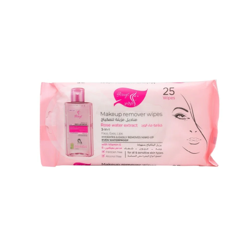 العرايس مناديل مبللة مزيلة للمكياج بخلاصة ماء الورد - 25منديل