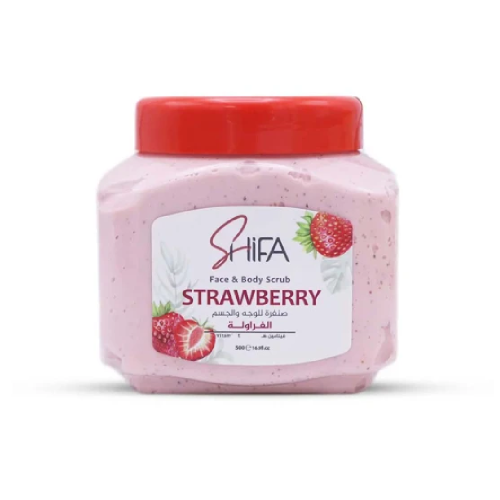 صنفرة للوجه والجسم بخلاصة الفراولة - 500 مل من شفا