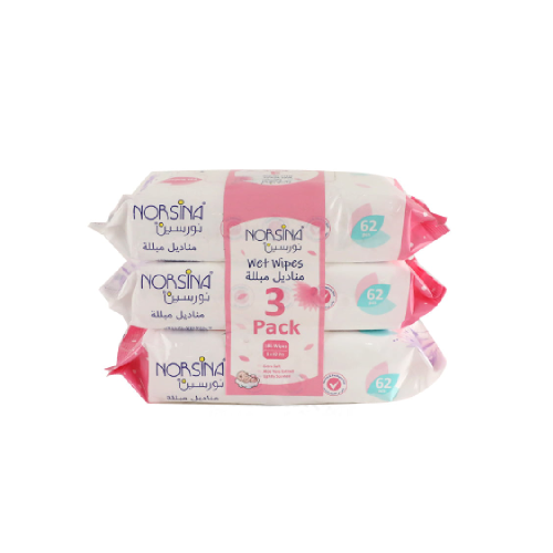 مناديل مبللة للأطفال من نورسين- 62 منديل