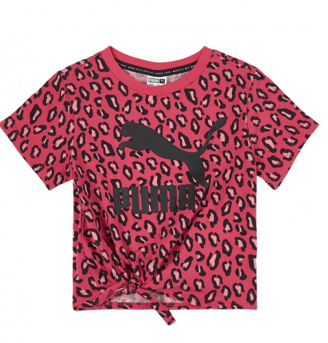 PUMA Logo Leopard T-Shirt Purple بلوزة بشعار المار...