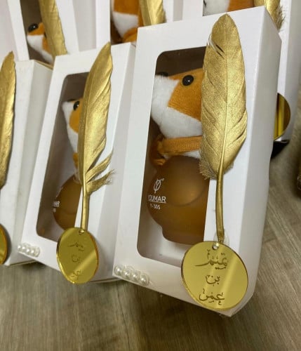 مجموعة (12) عطر شكل دب مع ريش و لوجو حسب الطلب