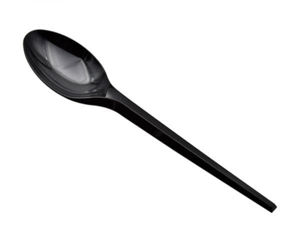 Set (50) large black plastic spoons - متجر احلى هدية