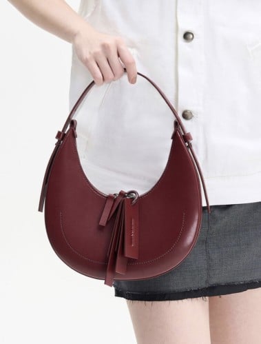 Cockade Crescent Hobo Bag - Burgundy