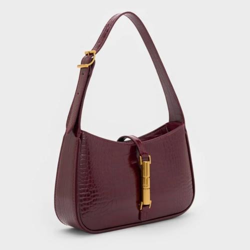 Cesia Croc-Effect Metallic-Accent Shoulder Bag - B...