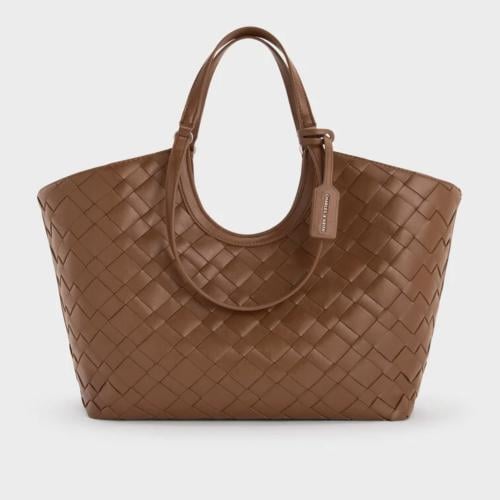 Ivette Woven Tote Bag - Chocolate