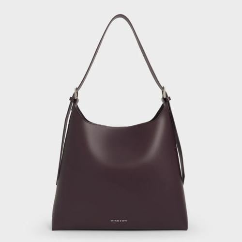 Hertha Trapeze Slouchy Hobo Bag - Burgundy