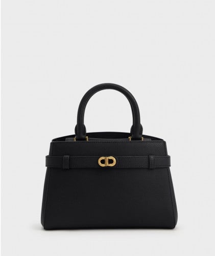 Aubrielle Belted Bag - (M) Black