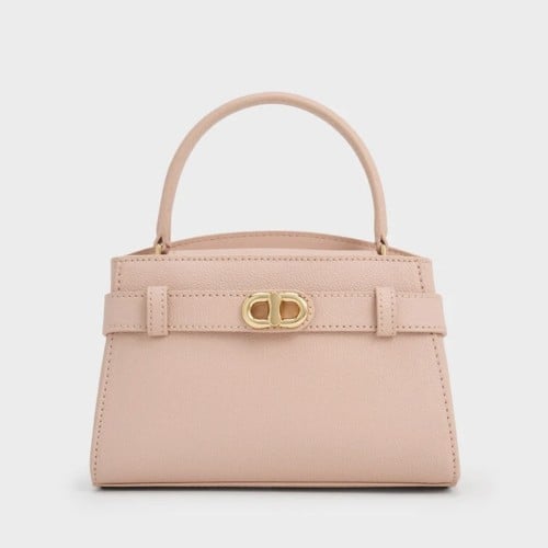 Aubrielle Croc-Effect Top Handle Bag - Blush