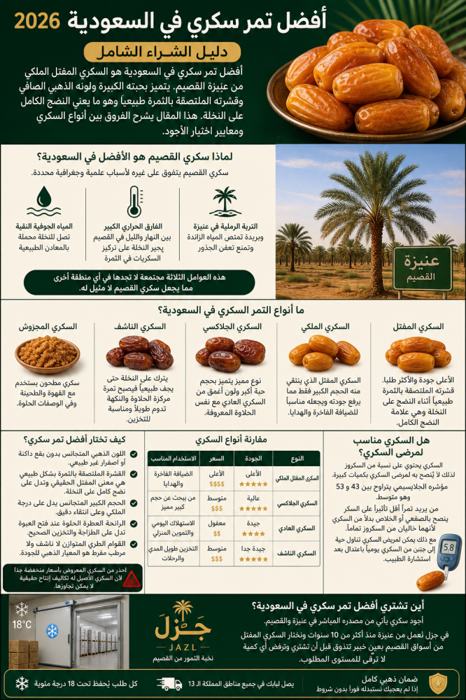 أفضل تمر سكري في السعودية 2026 دليل الشراء الشامل