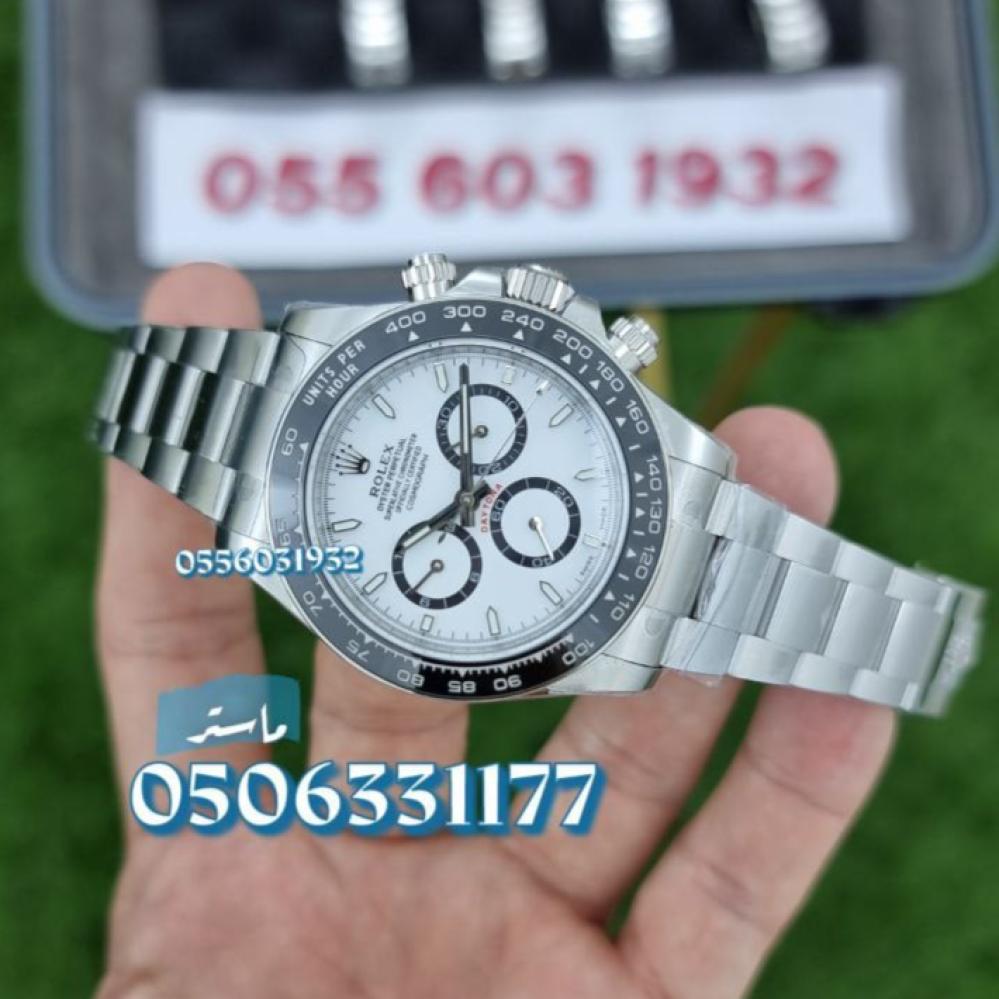 ساعة رولكس ماستر كوالتي مينا أبيض و إطار سيراميك أسود
