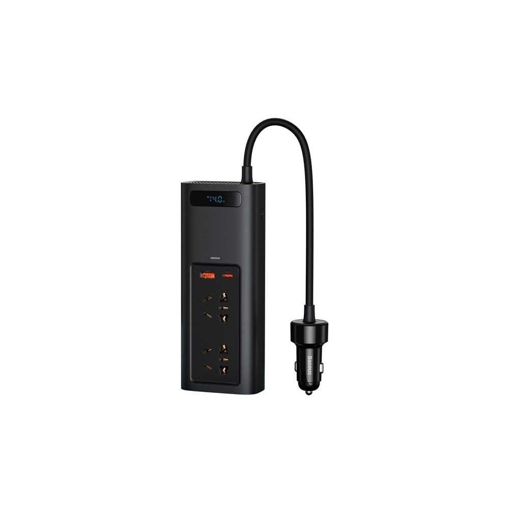 Baseus توصيلة سيارة بيسوس بقوة 150 واط و220 فولت بمنفذ تايب سي ومنفذ USB ومنفذين طاقة - اسود = 6932172646165