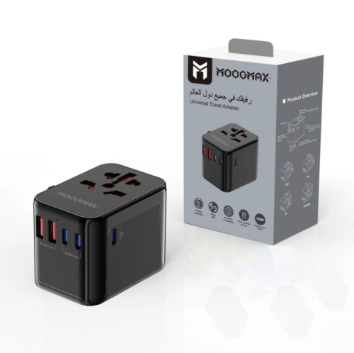 MOOGMAX شاحن سفر دولي مع ثلاثه منافذ Type C بخاصية...