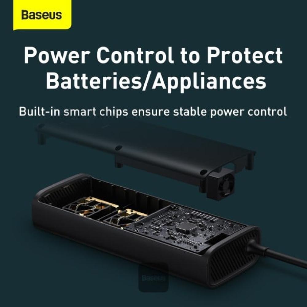 Baseus توصيلة سيارة بيسوس بقوة 150 واط و220 فولت بمنفذ تايب سي ومنفذ USB ومنفذين طاقة - اسود = 6932172646165