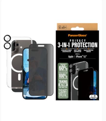 PanzerGlass مجموعة حماية 3 في 1 لهاتف iPhone 16 شا...