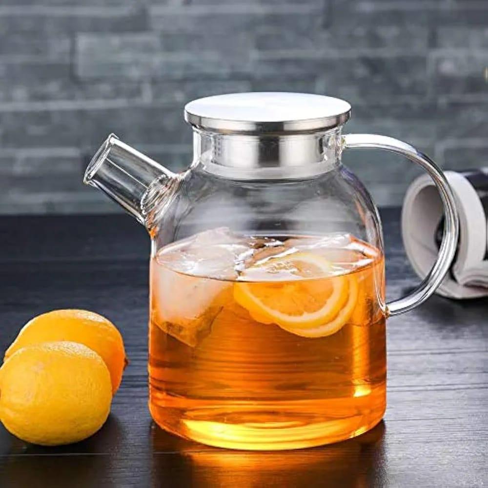 إبريق شاي زجاج البروسليكات , مقاوم للحرارة والبرودة - 1500 مل