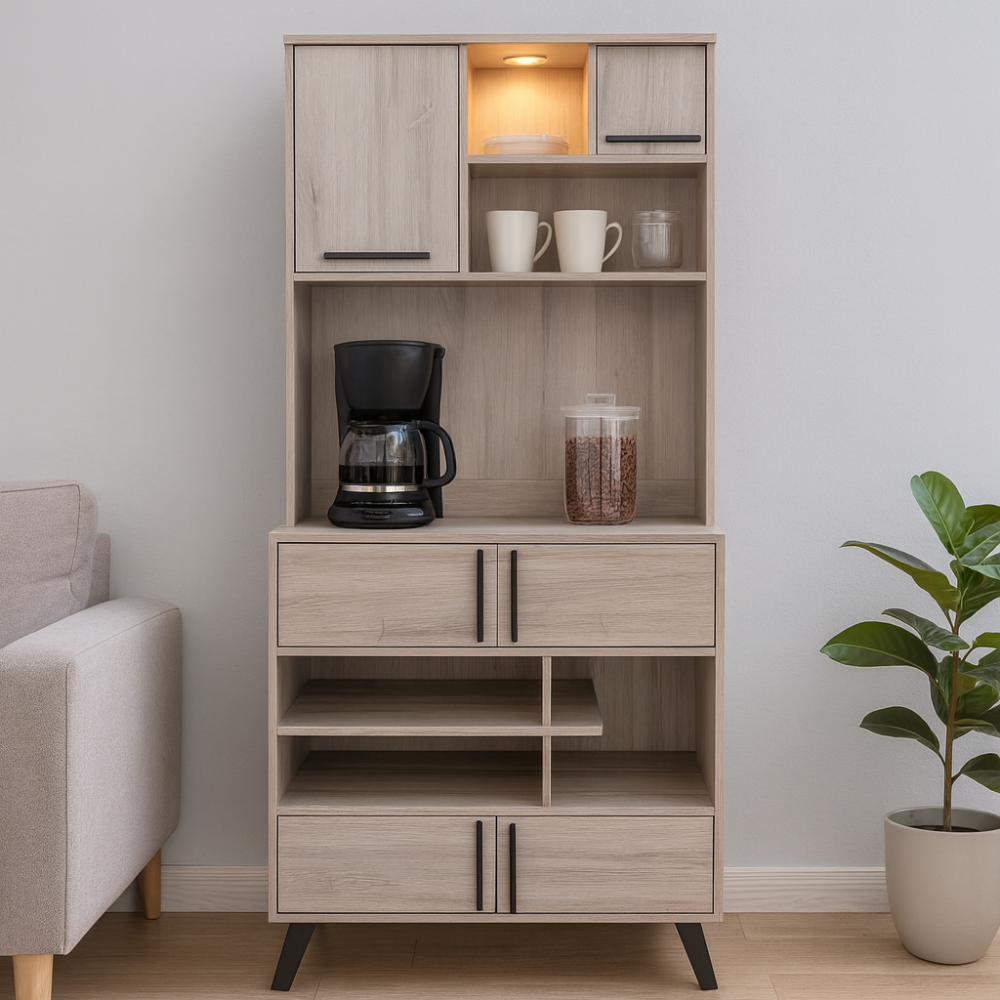 ركن قهوة خشب ماليزي بلون بيج مع أدراج