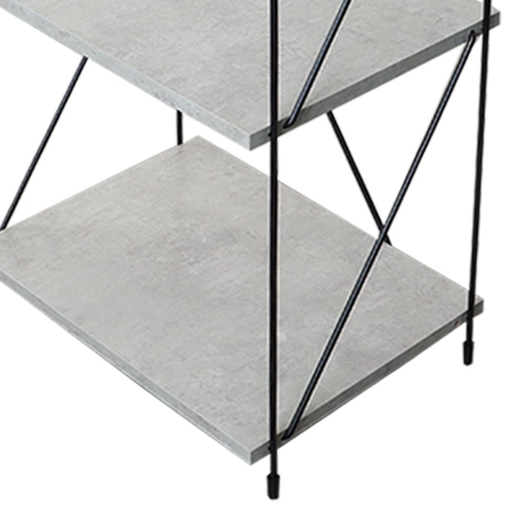 وحدة رفوف خشبية 4 ادوار خشب ماليزي لون رمادي