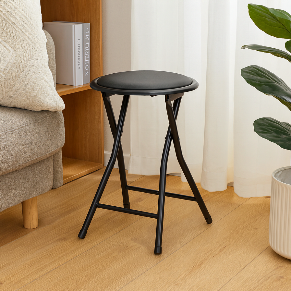 كرسي جلوس دائري قابل للطي لون أسود