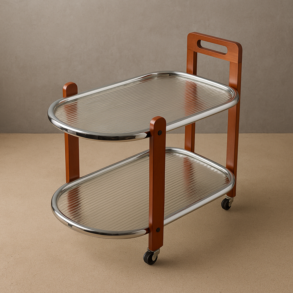 طاولة تقديم وخدمة دورين بعجلات متحركة