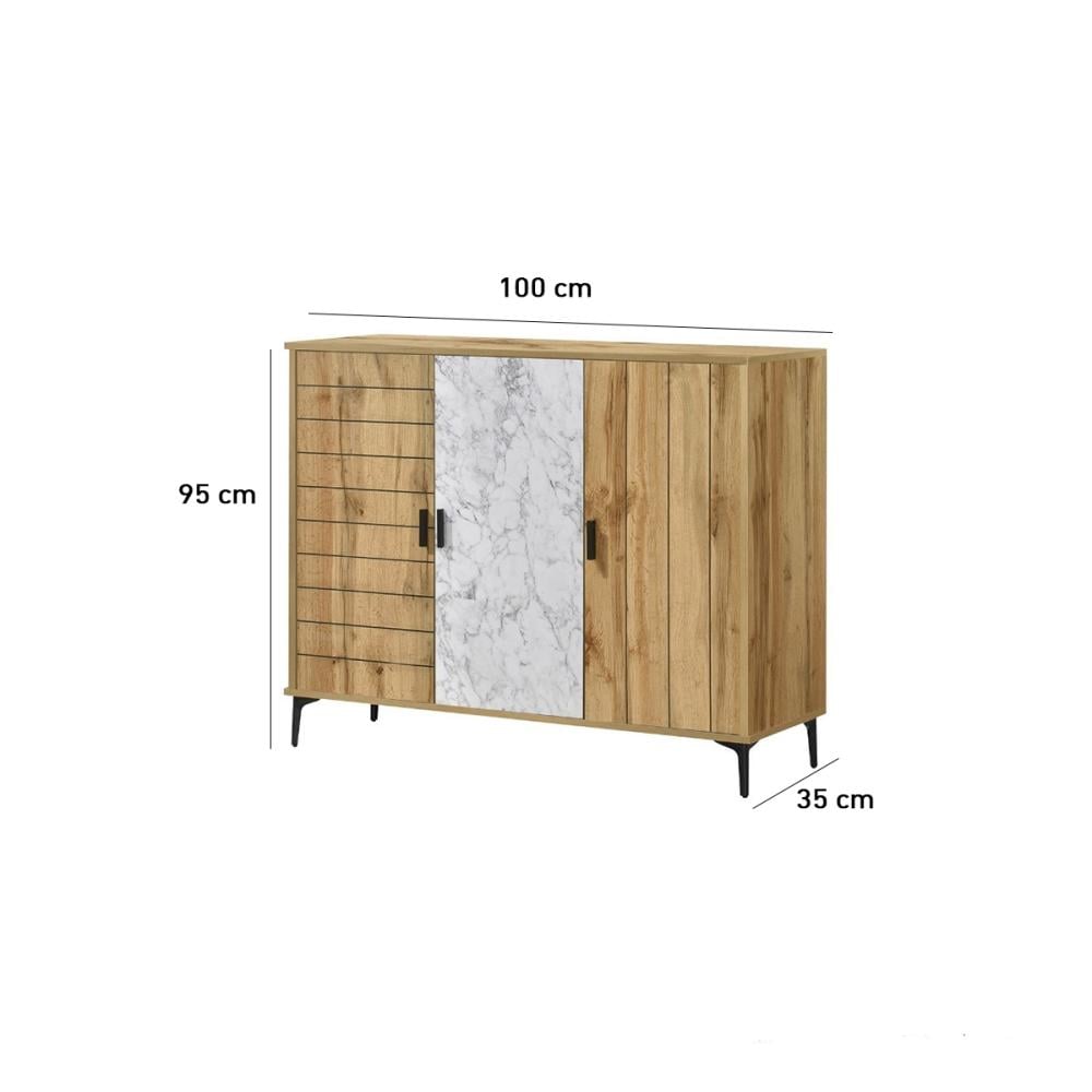 دولاب أحذية خشب ماليزي 3 درفات 4 ادوار - بيج وأبيض رخامي