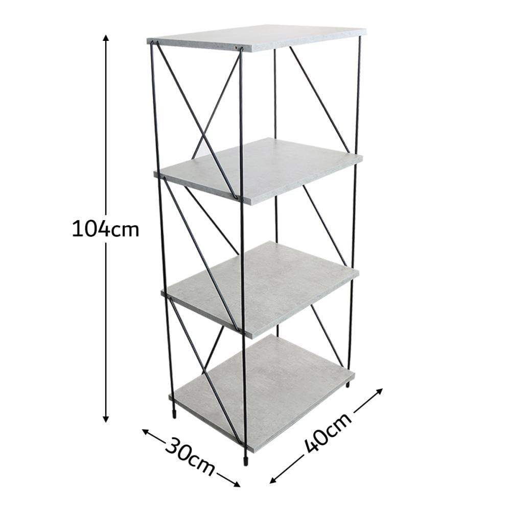 وحدة رفوف خشبية 4 ادوار خشب ماليزي لون رمادي