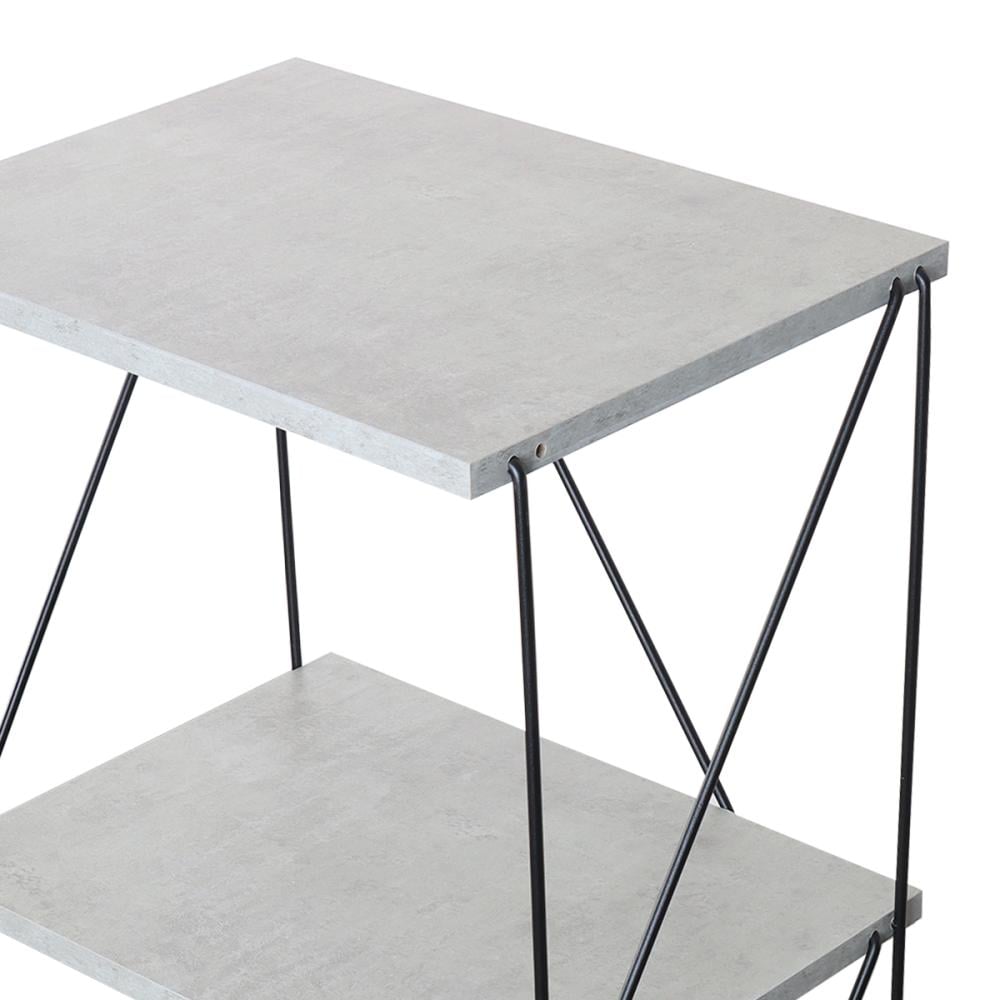 وحدة رفوف خشبية 4 ادوار خشب ماليزي لون رمادي