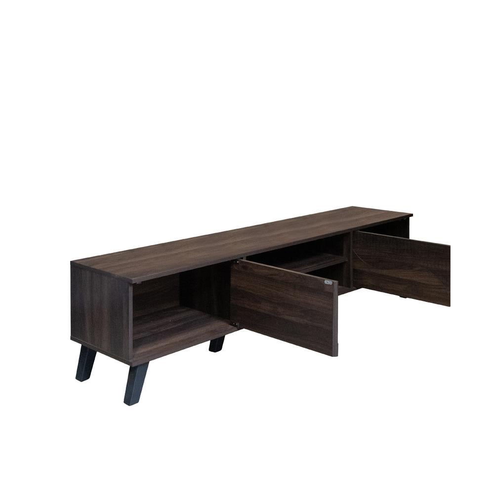 طاوله تلفزيون بني 180 سم درجين وارفف خشب - صناعة ماليزي